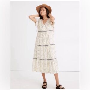 Madewell Short-Sleeve Tiered Midi Dress